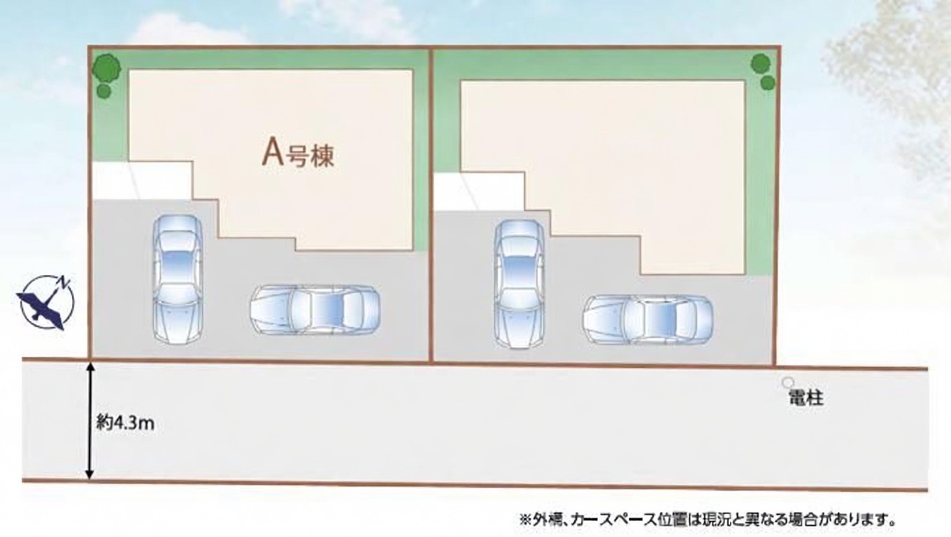 水戸市曙町　A号棟　新築戸建の区画図