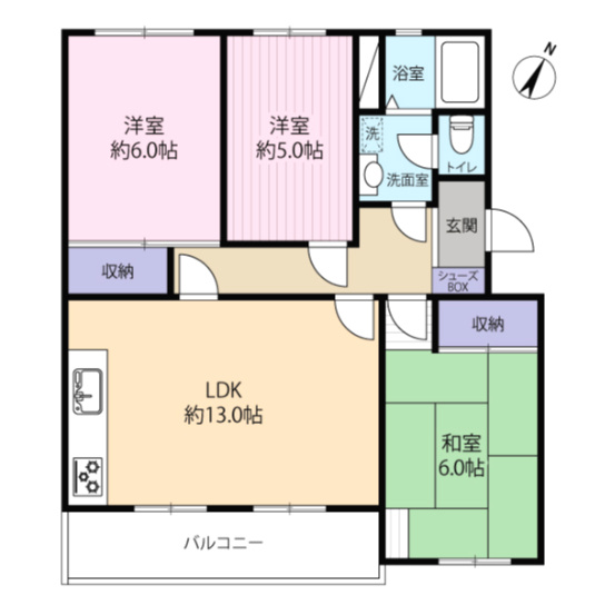 3LDKの使いやすい間取りです。