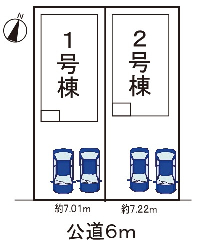 小牧市大字池之内　新築戸建　２号棟の区画図|駐車場並列２台可