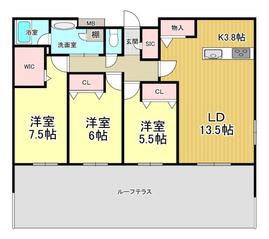 【間取り】 | 石巻テラスN-WING　３階　N301