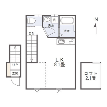 LION　HEARTの間取り|1R＋ロフト付きの間取り
