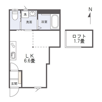 LION　HEARTの間取り|1R＋ロフト付きの間取り