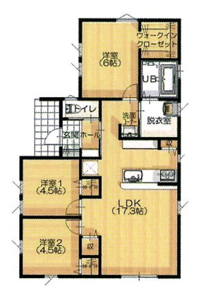 【間取り】 | 【新築分譲住宅】東根市六田　平屋建て　全2棟 | (2号棟)、価格2650万円、3LDK、土地面積199.78㎡、建物面積71.21㎡
