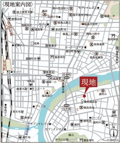 新築戸建・新築建売　福島市渡利第6　渡利小・渡利中の地図
