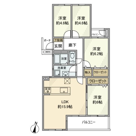 しいの木台ハイツ６号棟の間取り
