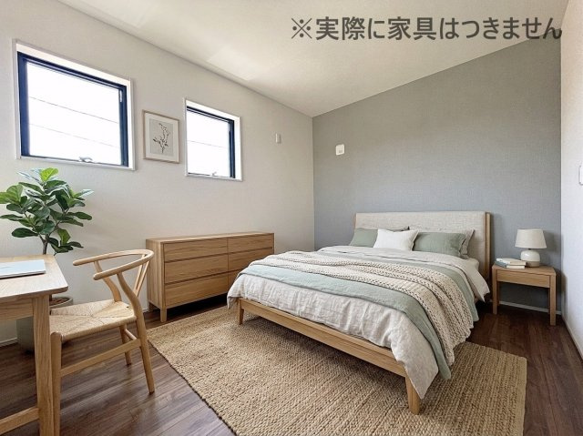 新築戸建・新築建売　福島市渡利第6　渡利小・渡利中の洋室|画像はバーチャルホームステージングの加工による演出で、実際の家具は付きません。