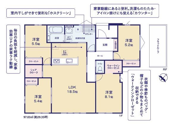 つくば市要4期　新築戸建　1号棟の間取り