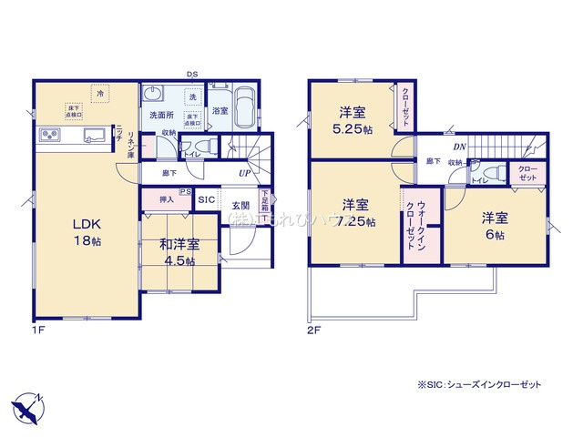 北本市東間　4期　新築一戸建て　グラファーレ　01の間取り|【全5棟・1号棟】北本市東間　4期　新築一戸建て　グラファーレ　01・4LDK・土地面積155.05m2・建物面積101.84m2