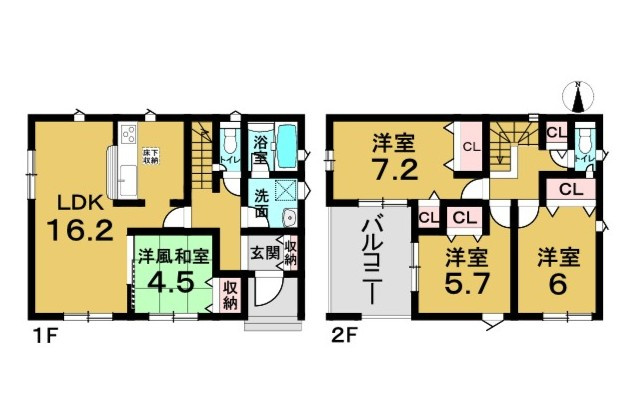 新築戸建　クレイドルガーデン曽我部町寺長縄手の間取り