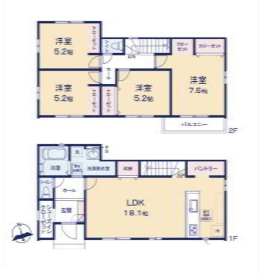 【間取り】 | 前橋市北代田町　新築住宅 | 暖かな日差し差し込む南面リビングの4LDK
充実した収納が魅力の間取りです！