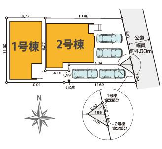 八王子市　本町　新築一戸建て　４期の区画図|～全2棟の新築一戸建て　東側4ｍ道路に面しています～