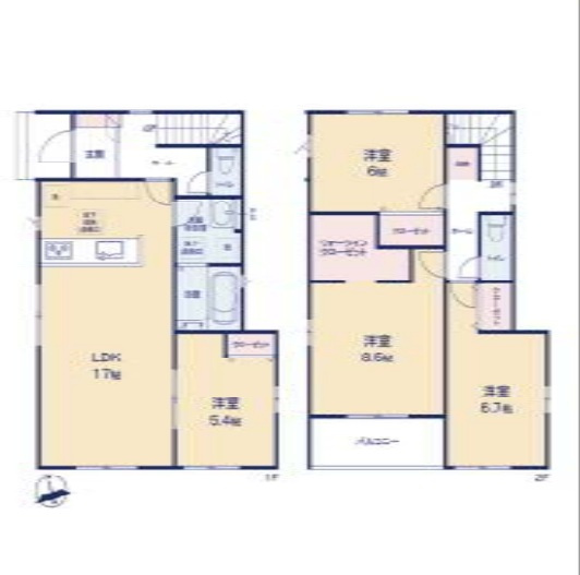 【間取り】 | 前橋市北代田町　新築住宅 | 暖かな日差しが差し込む4LDK！
対面式キッチンを配した、家族との距離もグッと近くなるLDK