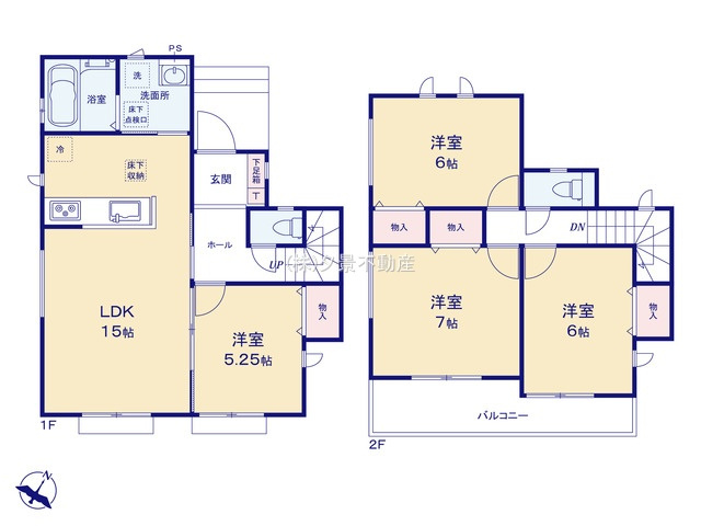 《仲介手数料無料》岩槻区加倉４丁目3-13新築一戸建てハートフルタウンの間取り