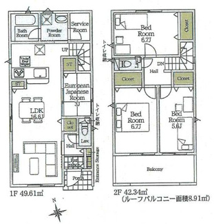 【間取り】 | 秦野市堀西  2号棟 第24 | 4LDK　防犯カメラ（利用時WiFi接続必要）　引き違い窓シャッター付　人感センサー付玄関灯　インナーバルコニー　浴室乾燥機+窓　全居室収納　リビング収納　納戸　LDK16.6帖+和室3帖
