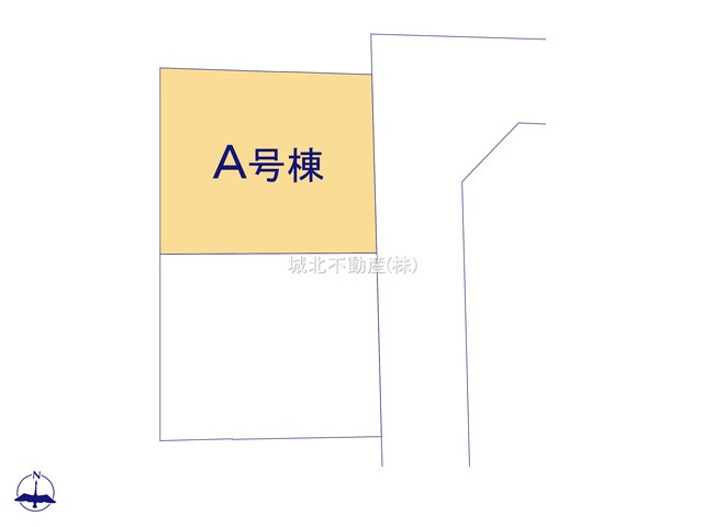 練馬区西大泉4丁目 全2棟 A号棟の区画図|土地面積8074㎡ 前面道路東側約4.0ｍ公道に面した整形地 全2棟