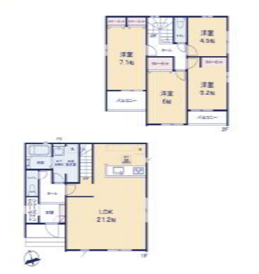 【間取り】 | 前橋市北代田町　新築住宅 | 暖かな日差しが差し込む4LDK！
LDK20帖以上の広々リビングの間取りです