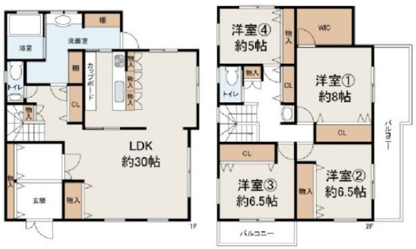 岸和田市岡山町　中古戸建の間取り