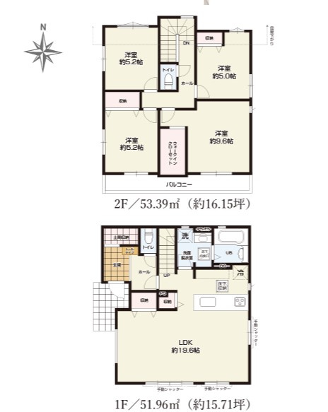 八王子市　富士見町　新築一戸建て　９期の間取り|～南向き4LDK　開放感のあるワンフロアリビングの間取り～