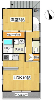【間取り】 | コーポ１８ | 各階１部屋で陽当たり良いですよ