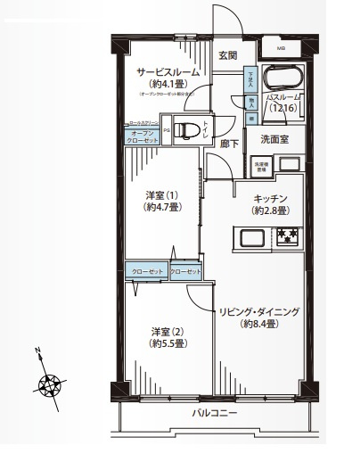 ＧＳハイム第二金町の間取り|ＧＳハイム第二金町：最上階・南向きにつき陽当り・眺望・通風良好！全居室収納付き２ＳＬＤＫリノベーション物件はフラット３５＆住宅ローン減税利用可能です！