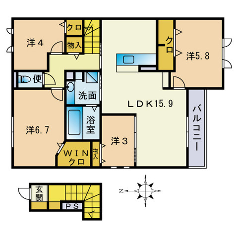 グリシーヌKの間取り