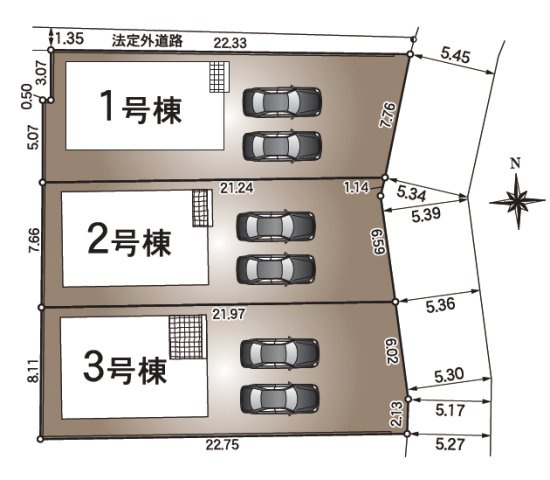 【区画図】 | 稲沢市祖父江町本甲大溝46-1『仲介料無料』新築戸建て | 1号棟