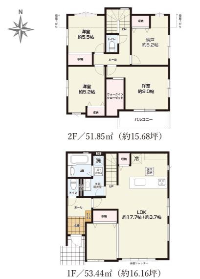 八王子市　富士見町　新築一戸建て　９期の間取り|～南向き3SLDK　開放感のあるワンフロアリビングの間取り～