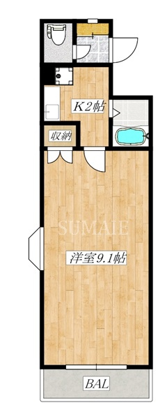 ドミール板橋本町の間取り|9.1帖の1ｋ☆