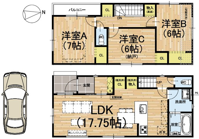【間取り】 | S41265-7号地修学院