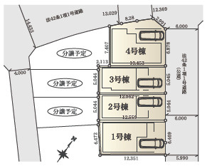藤沢市善行1丁目　新築戸建　全4棟4号棟の区画図