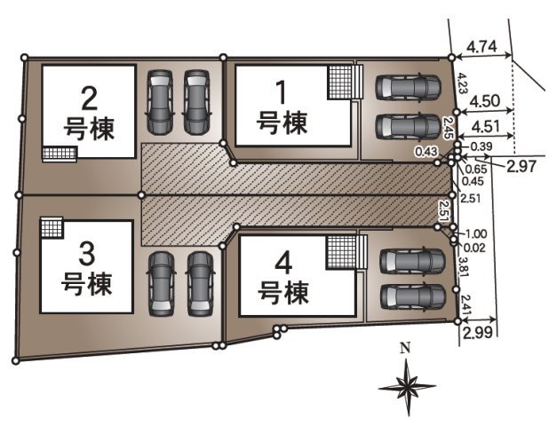 【区画図】 | あま市西今宿山伏二97-4『仲介料無料』新築戸建て | 1号棟