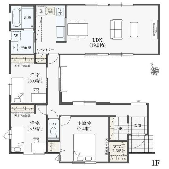 つくばみらい市紫峰ヶ丘4丁目　新築戸建の間取り