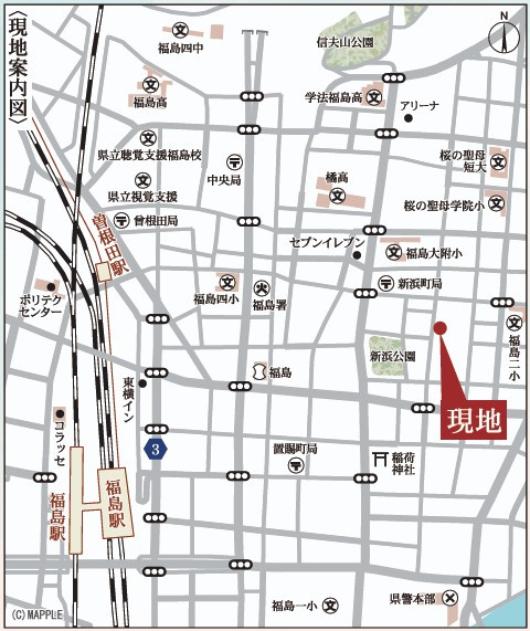 新築戸建・新築建売　福島市松木町第2　福島第二小・福島第二中の地図