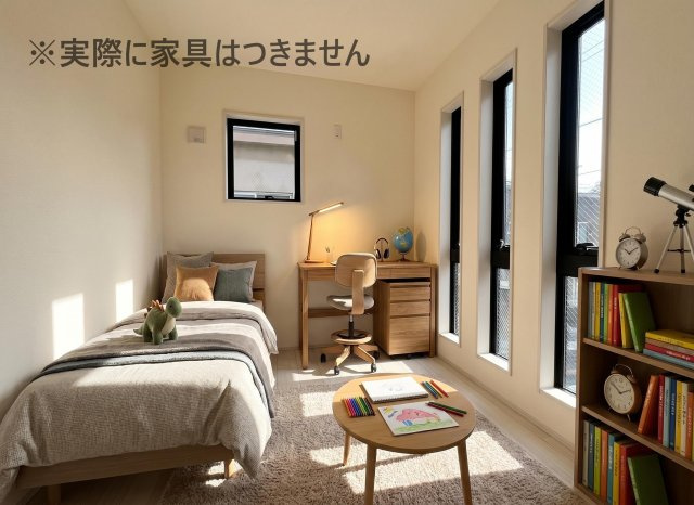 新築戸建・新築建売　福島市松木町第2　福島第二小・福島第二中の洋室|画像はバーチャルホームステージングの加工による演出で、実際の家具は付きません。