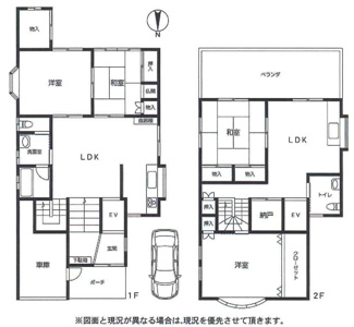 【間取り】 | 市原市有秋台東　中古戸建　姉ケ崎駅 | ４LLDDKK＋S！二世帯・３世代住宅におすすめです♪
キッチン、浴室、洗面台、トイレ新品交換済。
エレベーター付きで2階への動線もスムーズ！お体の不自由な方にも安心な間取りです。
南向きバルコニー♪