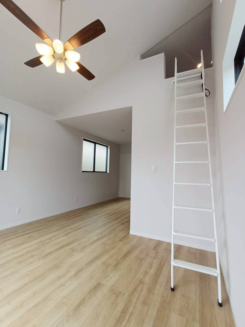 八潮市　上馬場　新築戸建　全1棟の居間・リビング|ロフト用ハシゴ