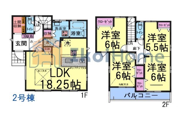 明石市魚住町中尾　全2棟2号棟　新築戸建の間取り|【ホームページに現地動画掲載中】●年中無休：当日予約可●将来の家族構成の変化に対応可能なお家！
