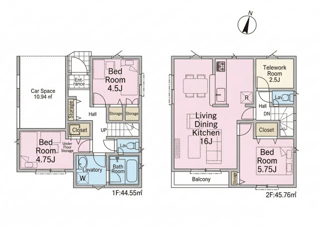 【間取り】 | 板橋区赤塚2丁目　新築一戸建住宅　全1棟　（成増店） | 在宅ワークや家事室にも便利なテレワークルーム付き
※図面を基に作成しています。現況と異なる場合は現況を優先いたします。