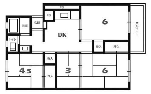 【間取り】 | 石原住宅C棟 | 専有面積51.96㎡