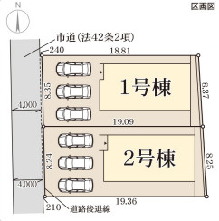リーブルガーデン香芝市平野1期の区画図