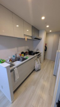 【高層階】高知市八反町2丁目アルファステイツ高知城北　中古マンションのキッチン|会話が弾む対面式。お料理が楽しくなる機能的なシステムキッチン♪