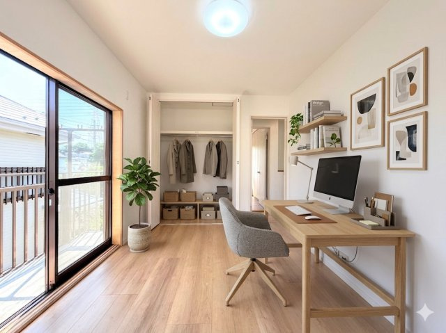 栄区柏陽　中古戸建ての洋室|モデルルーム写真◆気持ちの良い風が室内へ入り込む居室。家具を配置しても広々ご利用いただける快適空間。(家具はイメージです)