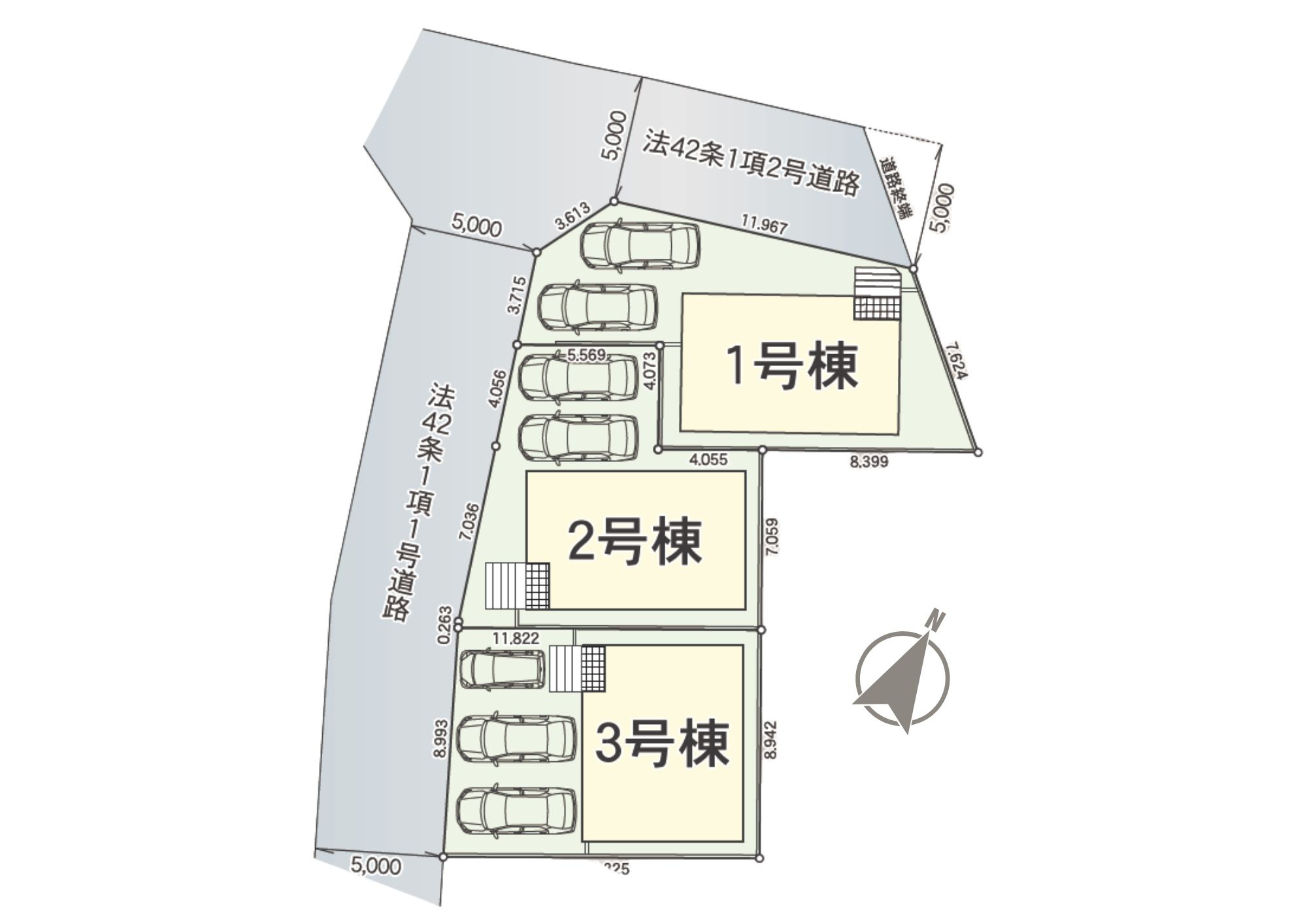 新築戸建　三島市青木第４　全３棟　１号棟の区画図