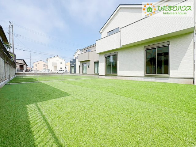 ひたちなか市足崎　新築戸建　C号棟の庭|お庭付物件になります！お庭遊びや、プールなどお子様も大喜び(^^)