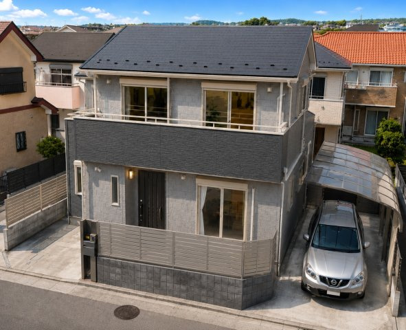 築７年　全室南向き３台駐車の注文住宅　緑区相原の外観|外観をCGパースで再トレースしています。