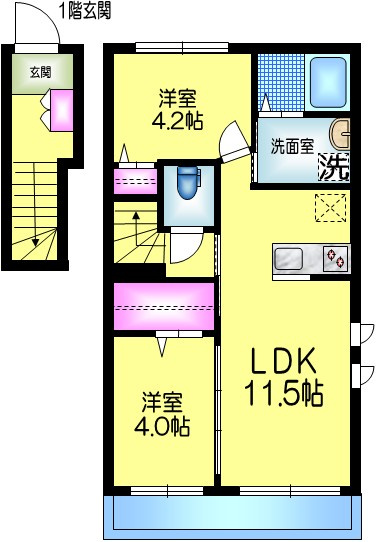 クレセントＢの間取り|★南東角部屋３面窓★