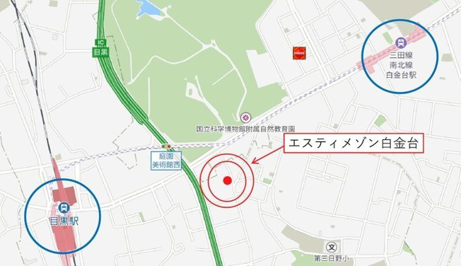 【地図】エスティメゾン白金台