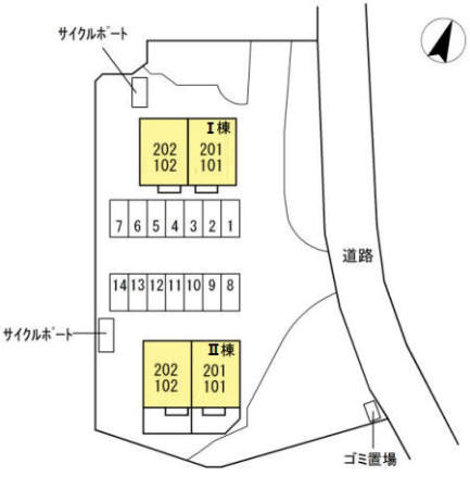Una Casa Famiglia　Ⅱ棟の区画図