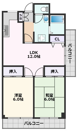【間取り】 | ローズコーポ千里C棟
