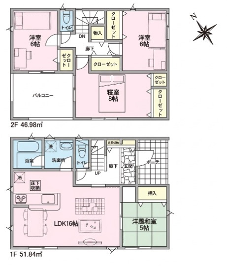 [新築住宅] 鴻巣市箕田 第9 全2棟の間取り